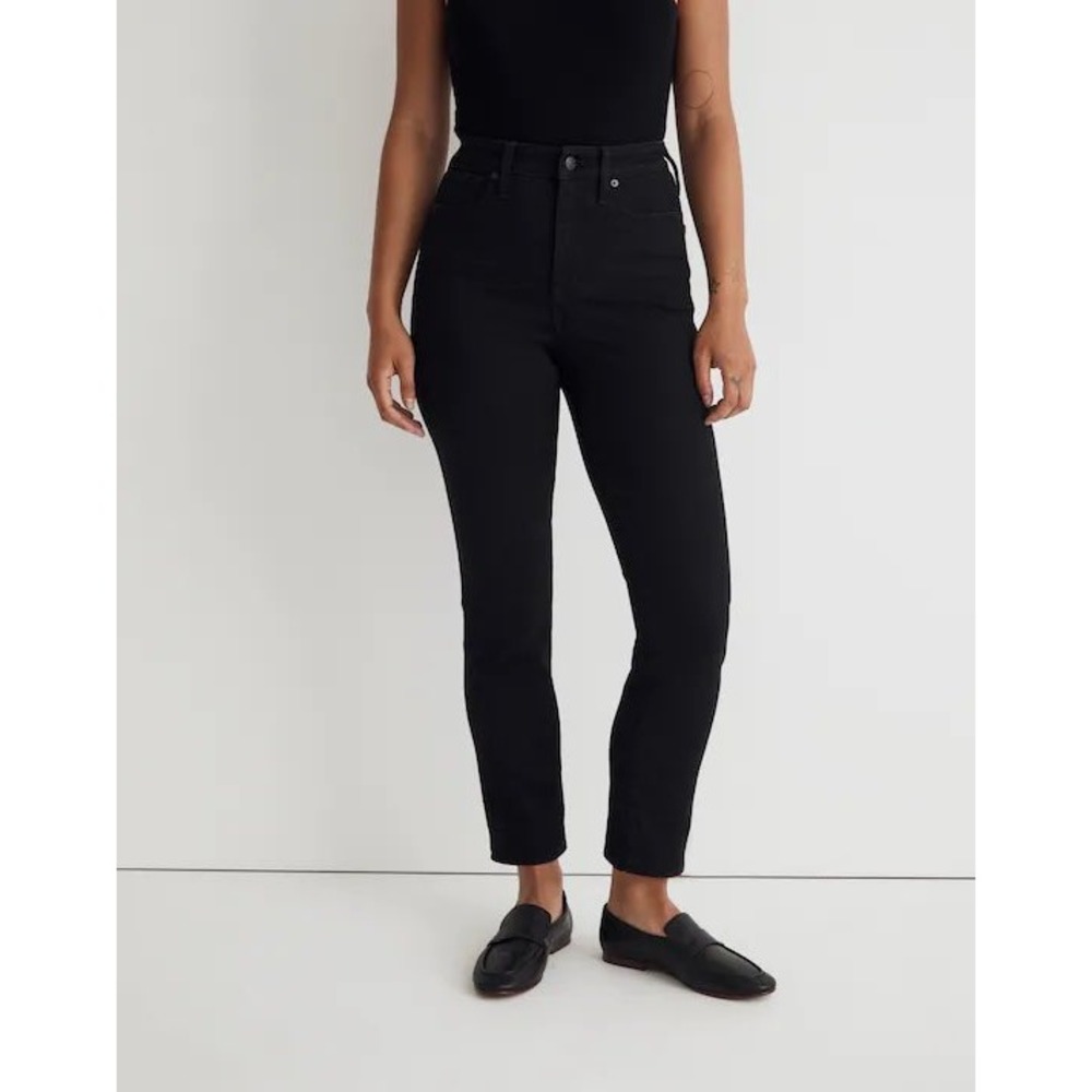 Madewell‎ Curvy Stovepipe Jeans High Rise Faded Black Stretch Denim Size 28